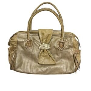 Rare CHI by Carlos Falchi Gold Lambskin & Snakeskin Shoulder Bag - Free Shipping